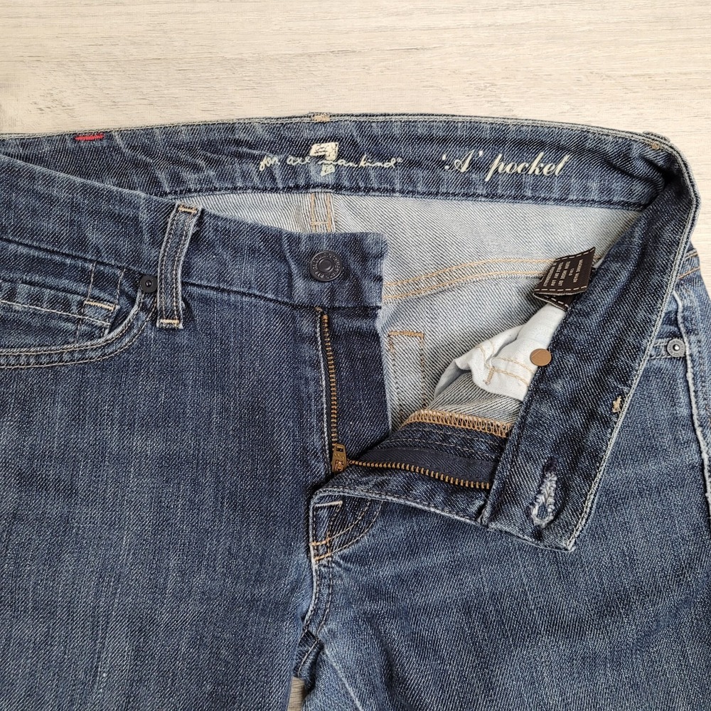 7 FOR ALL MANKIND Jeans Womens 27 "A Pocket" Boot Cut Demin Flare Cowboy Western - Picture 6 of 16
